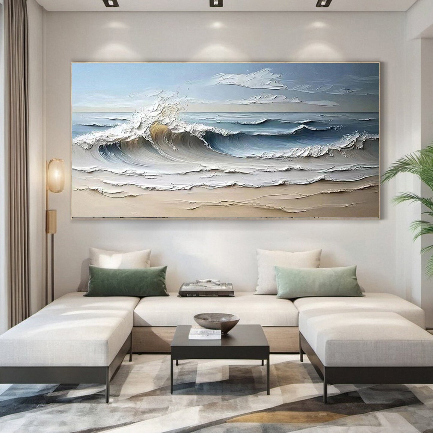 Luxurious Textured Abstract Canvas Art – Large Ocean Waves