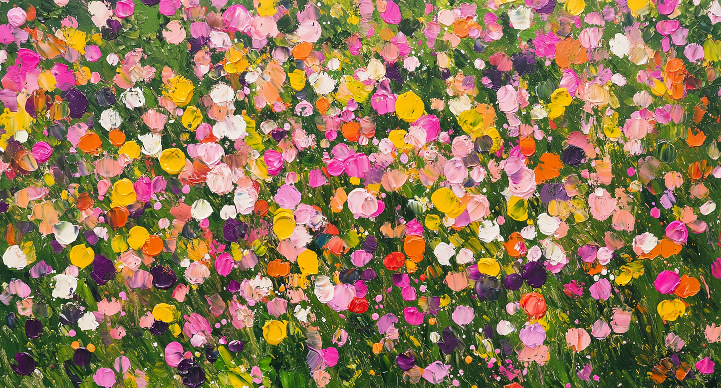 3D Floral Field Canvas | Textured Spring Art | Nature Wall Decor