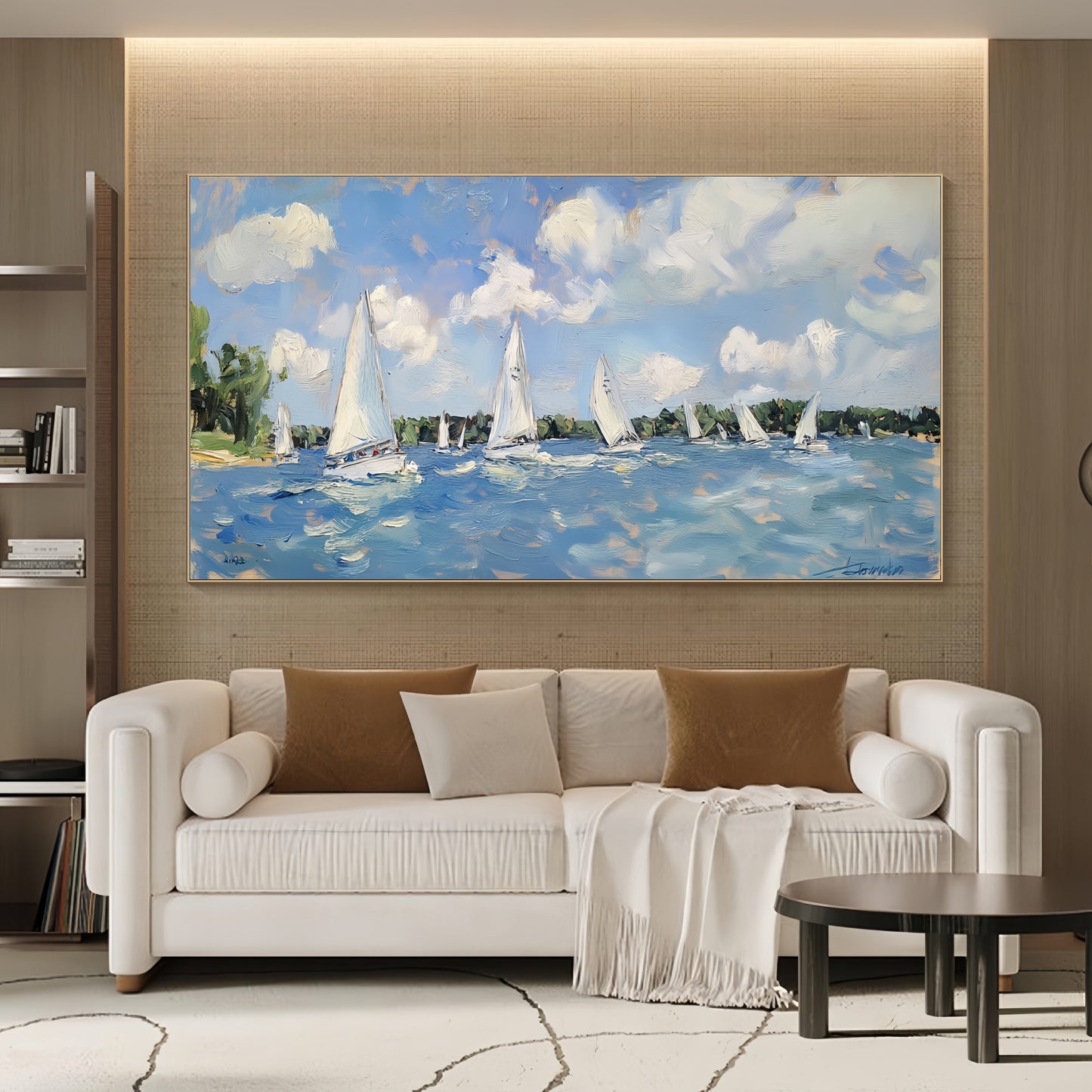 Sailboat Canvas Art | Nautical Seascape Decor | Ocean Textured Wall Art