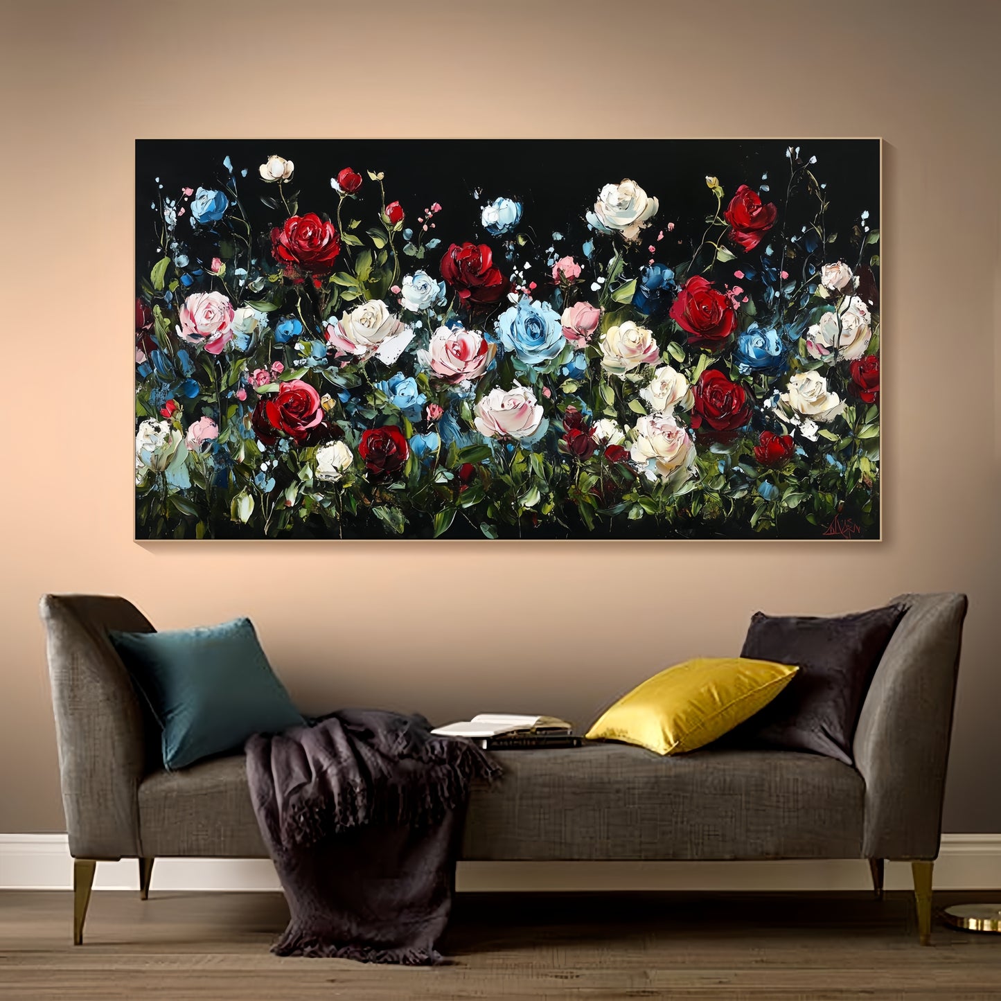 Luxury Floral Canvas | Dark Romantic Roses | Elegant Wall Art
