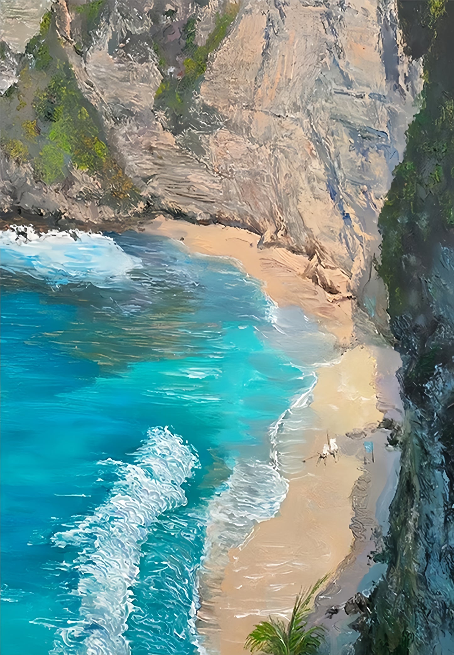 3D Tropical Beach Canvas | Coastal Ocean Art | Turquoise Sea Wall Decor
