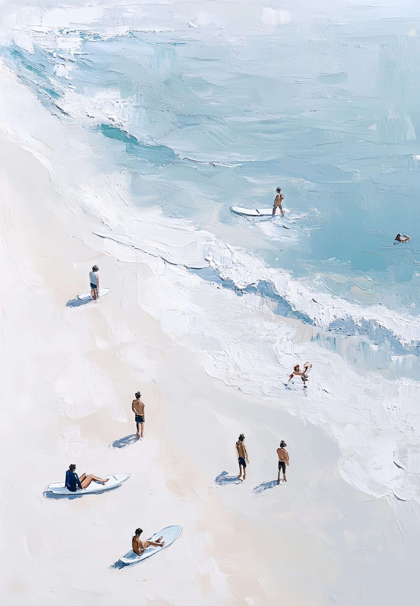 3D Coastal Beach Canvas | Surfing Ocean Art | Modern Seascape Wall Decor