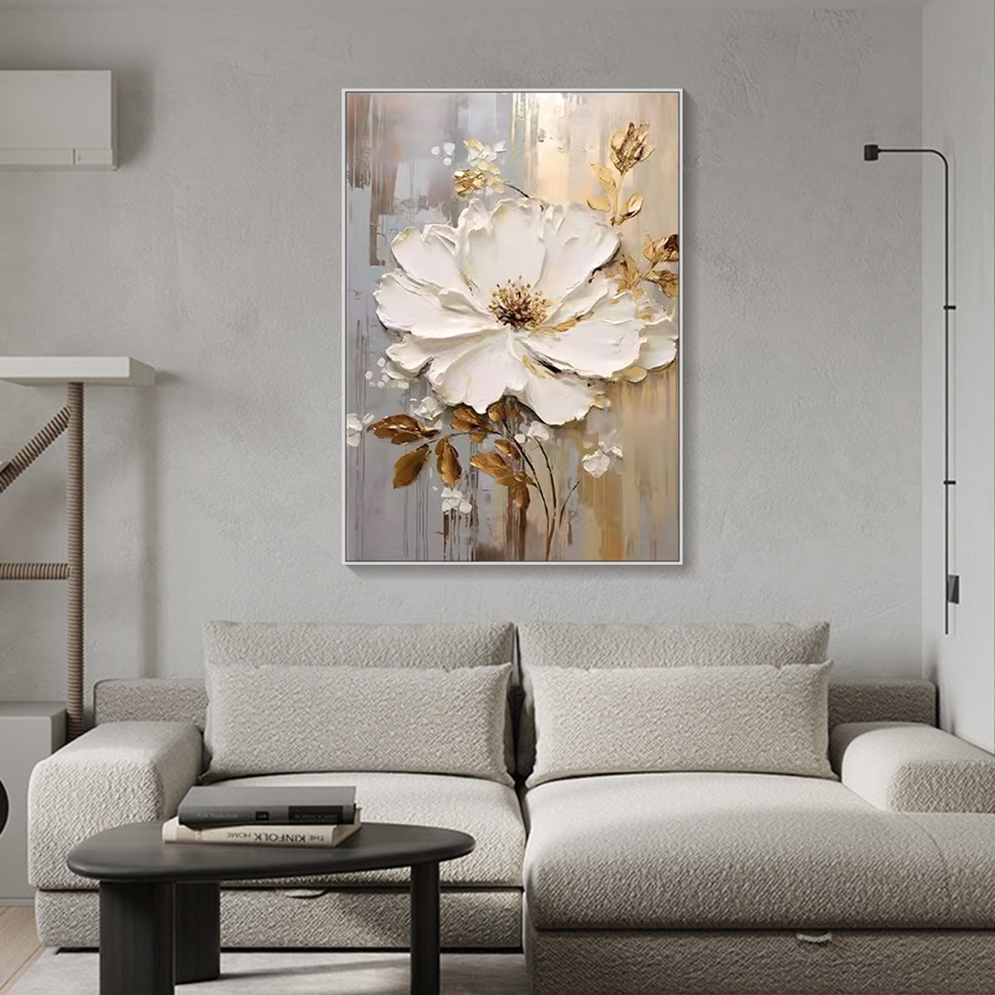 Original White Flower Art | Textured Minimalist Canvas | Elegant Modern Wall Decor