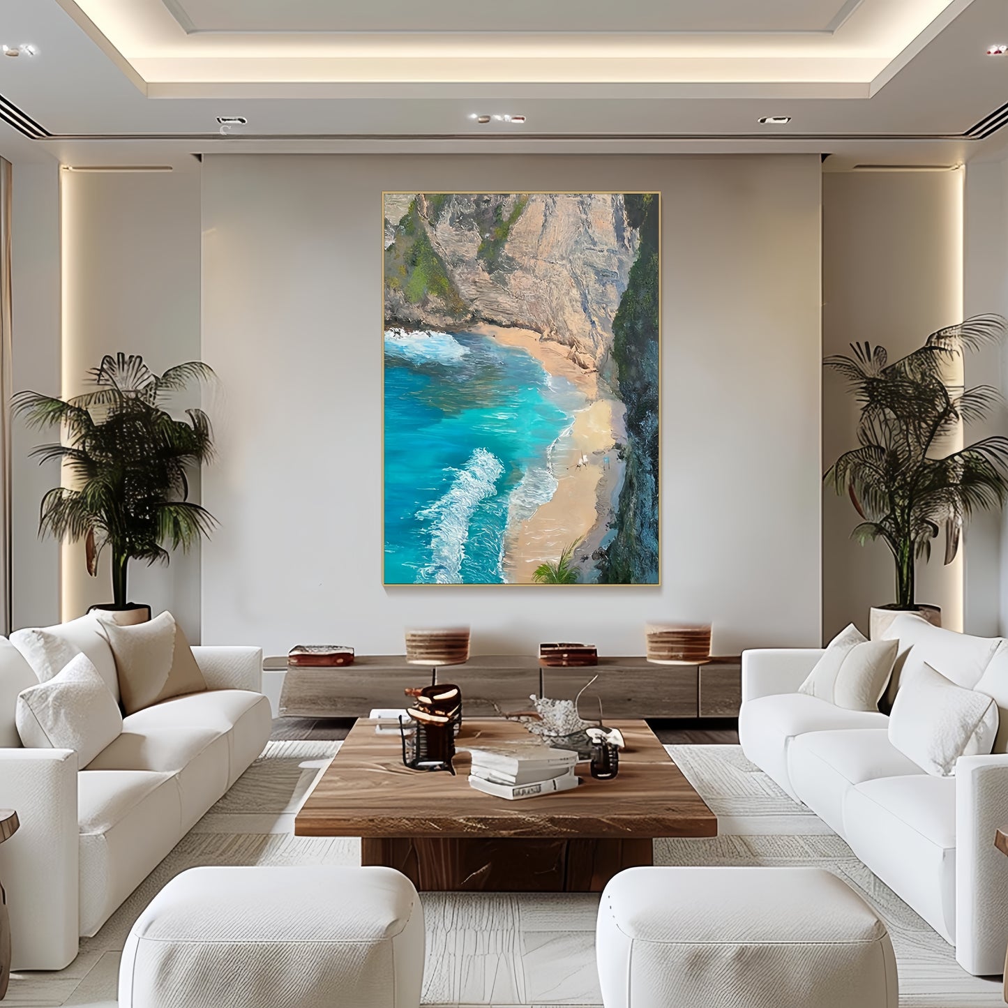 3D Tropical Beach Canvas | Coastal Ocean Art | Turquoise Sea Wall Decor
