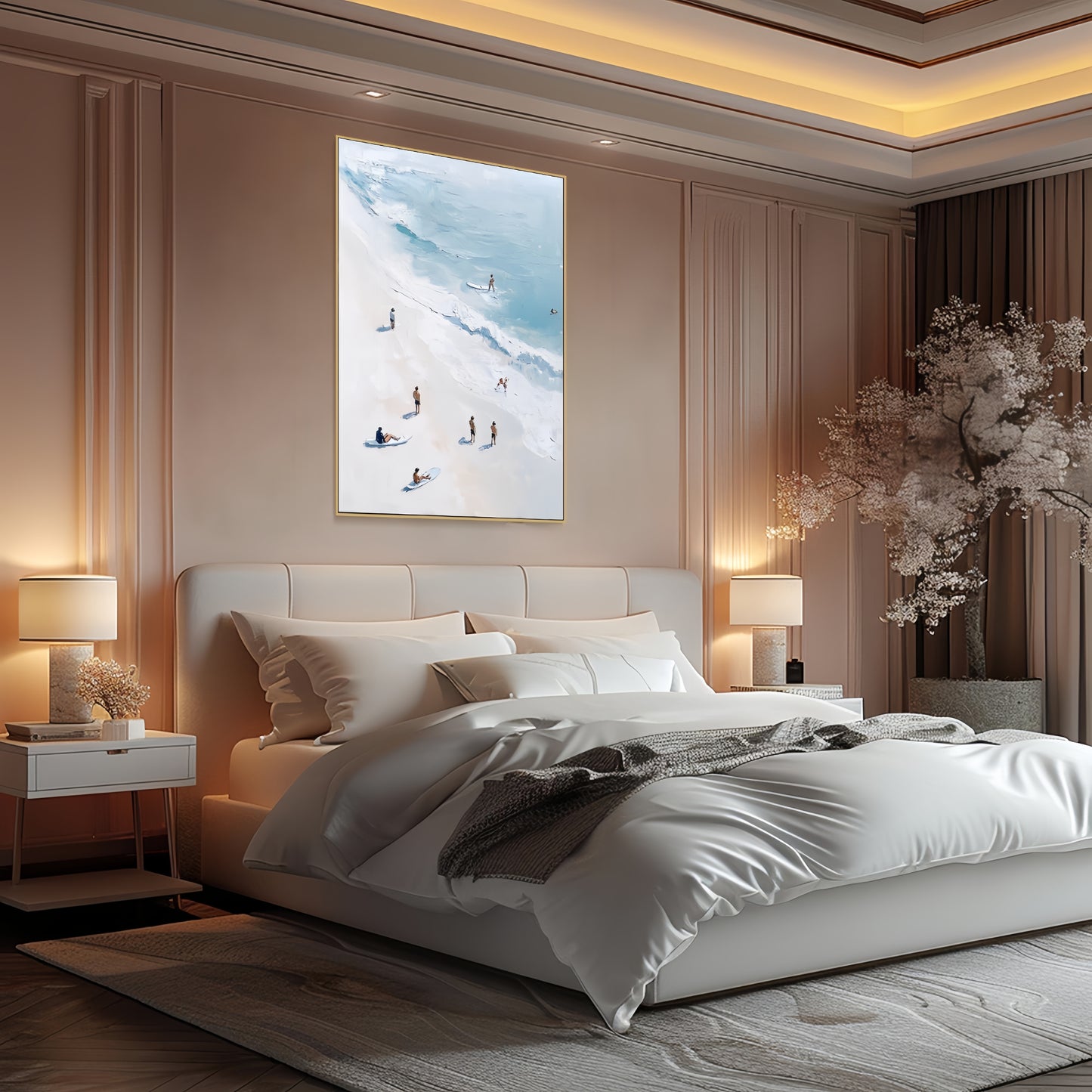 3D Coastal Beach Canvas | Surfing Ocean Art | Modern Seascape Wall Decor