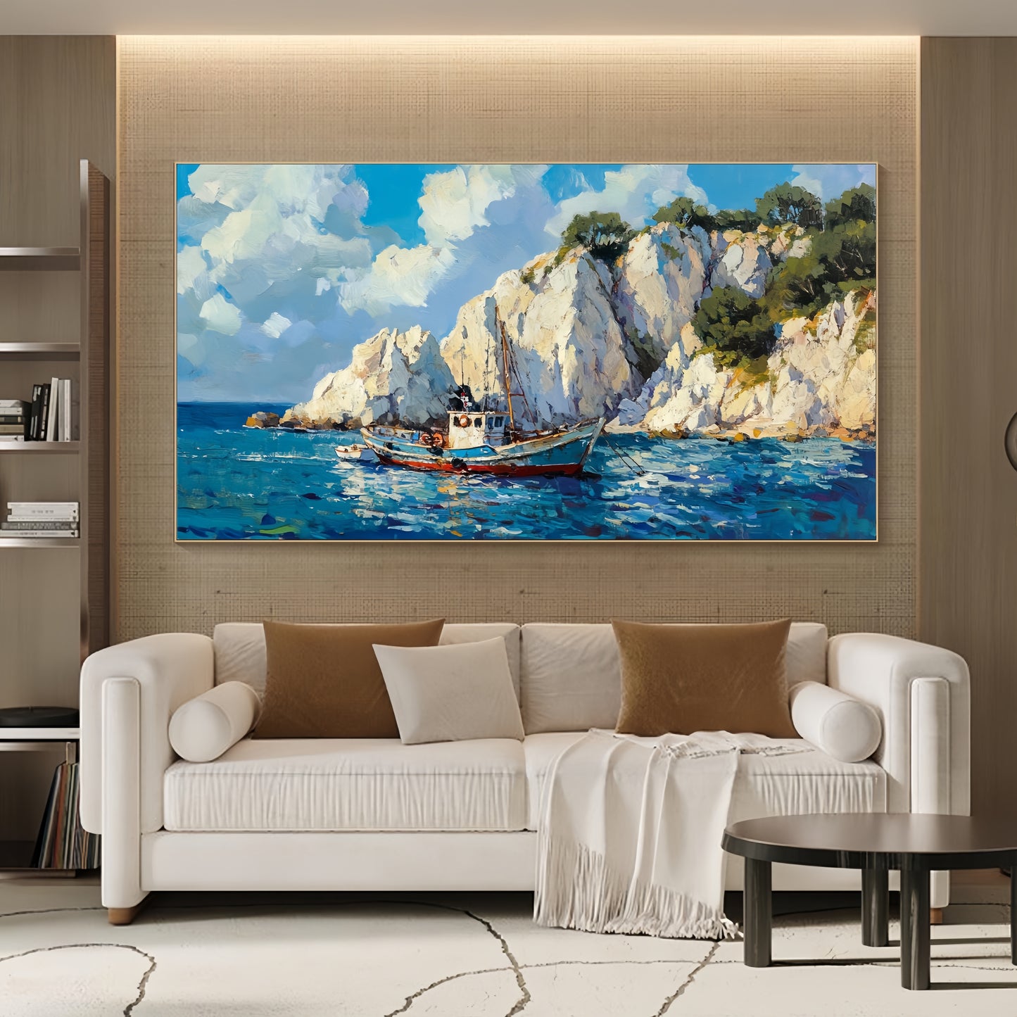 Fishing Boat Canvas Art | 3D Nautical Seascape | Coastal Wall Decor