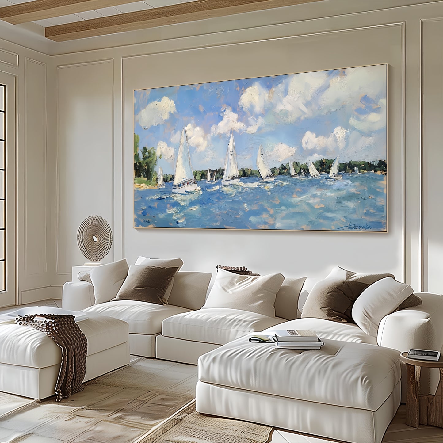Sailboat Canvas Art | Nautical Seascape Decor | Ocean Textured Wall Art