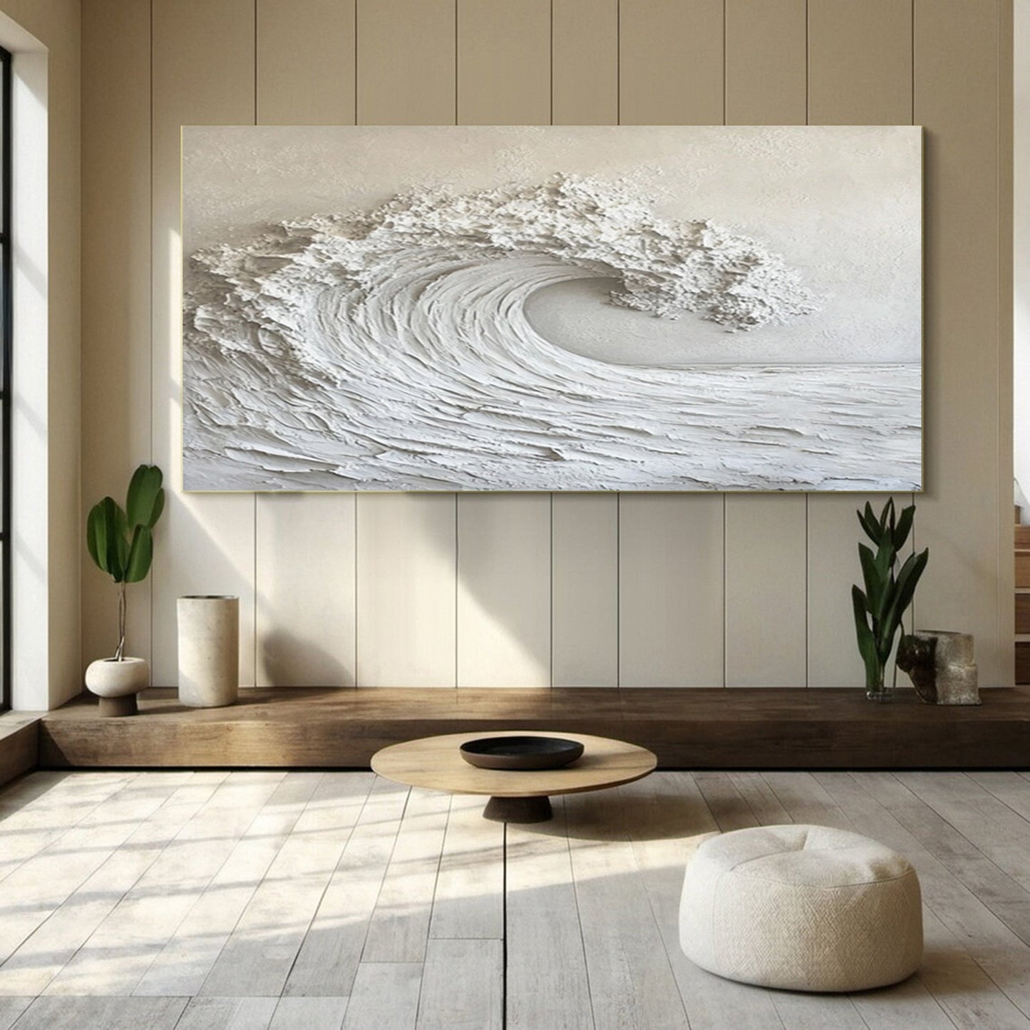 White Ocean Majesty – Large Textured Wave Wall Art