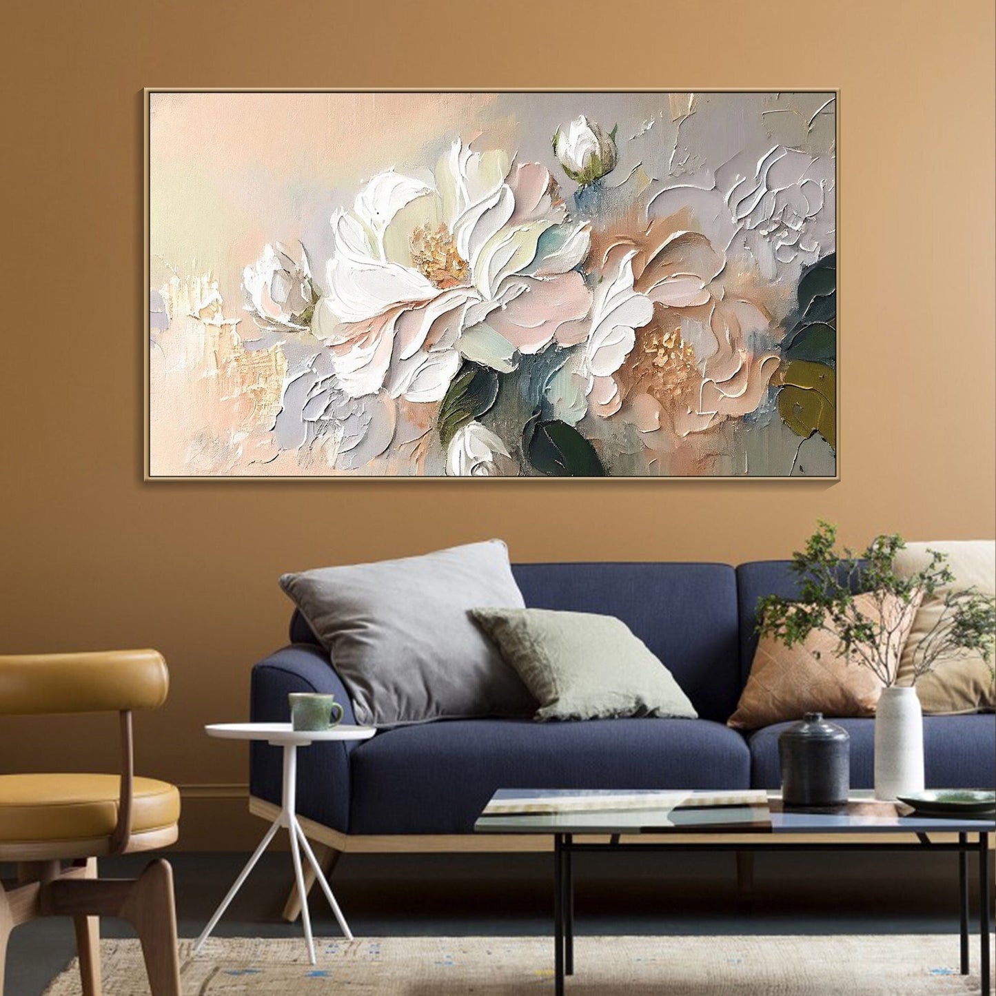 Original 3D Floral Canvas | Soft Abstract Flower Art | Spring Textured Wall Decor