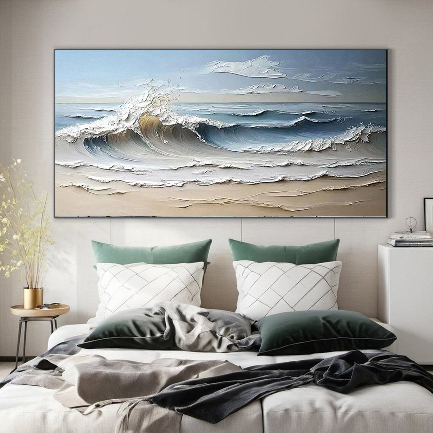 Luxurious Textured Abstract Canvas Art – Large Ocean Waves