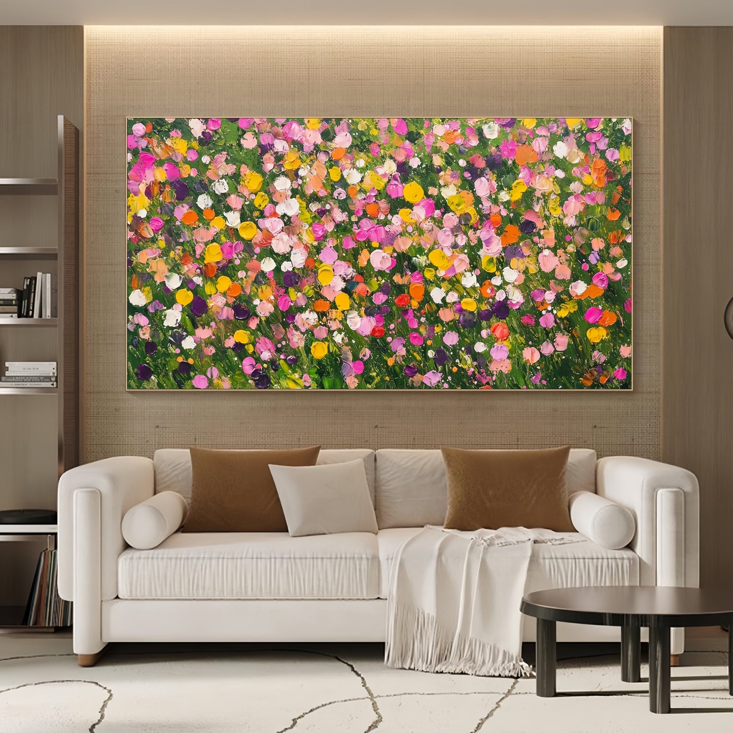 3D Floral Field Canvas | Textured Spring Art | Nature Wall Decor