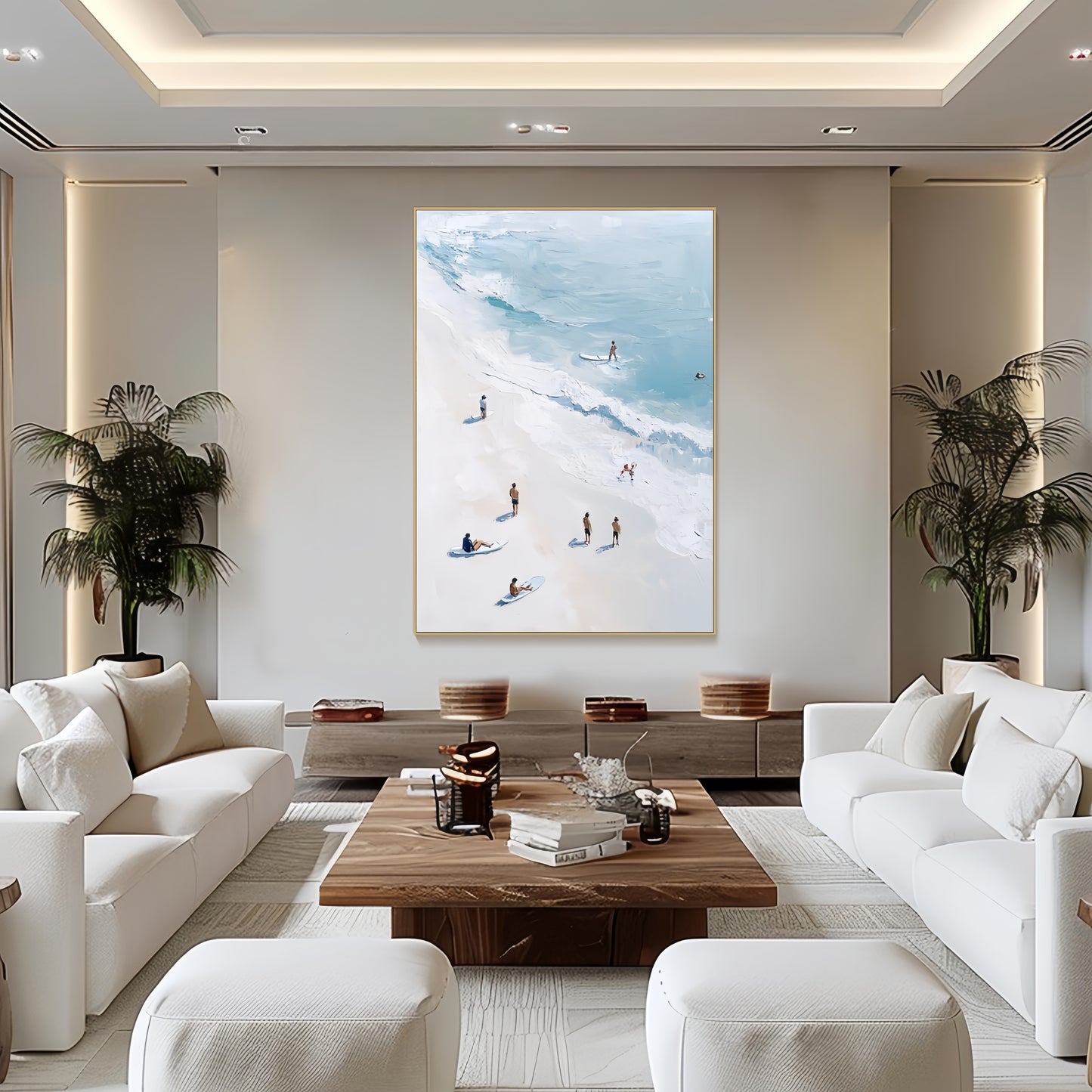 3D Coastal Beach Canvas | Surfing Ocean Art | Modern Seascape Wall Decor