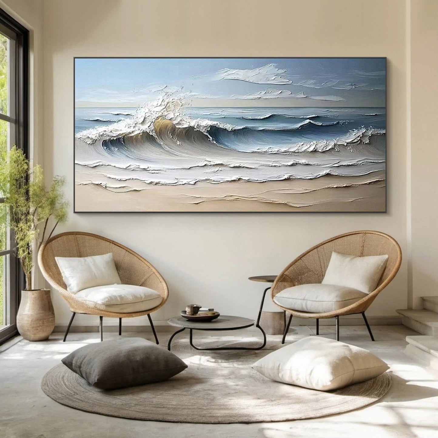 Luxurious Textured Abstract Canvas Art – Large Ocean Waves