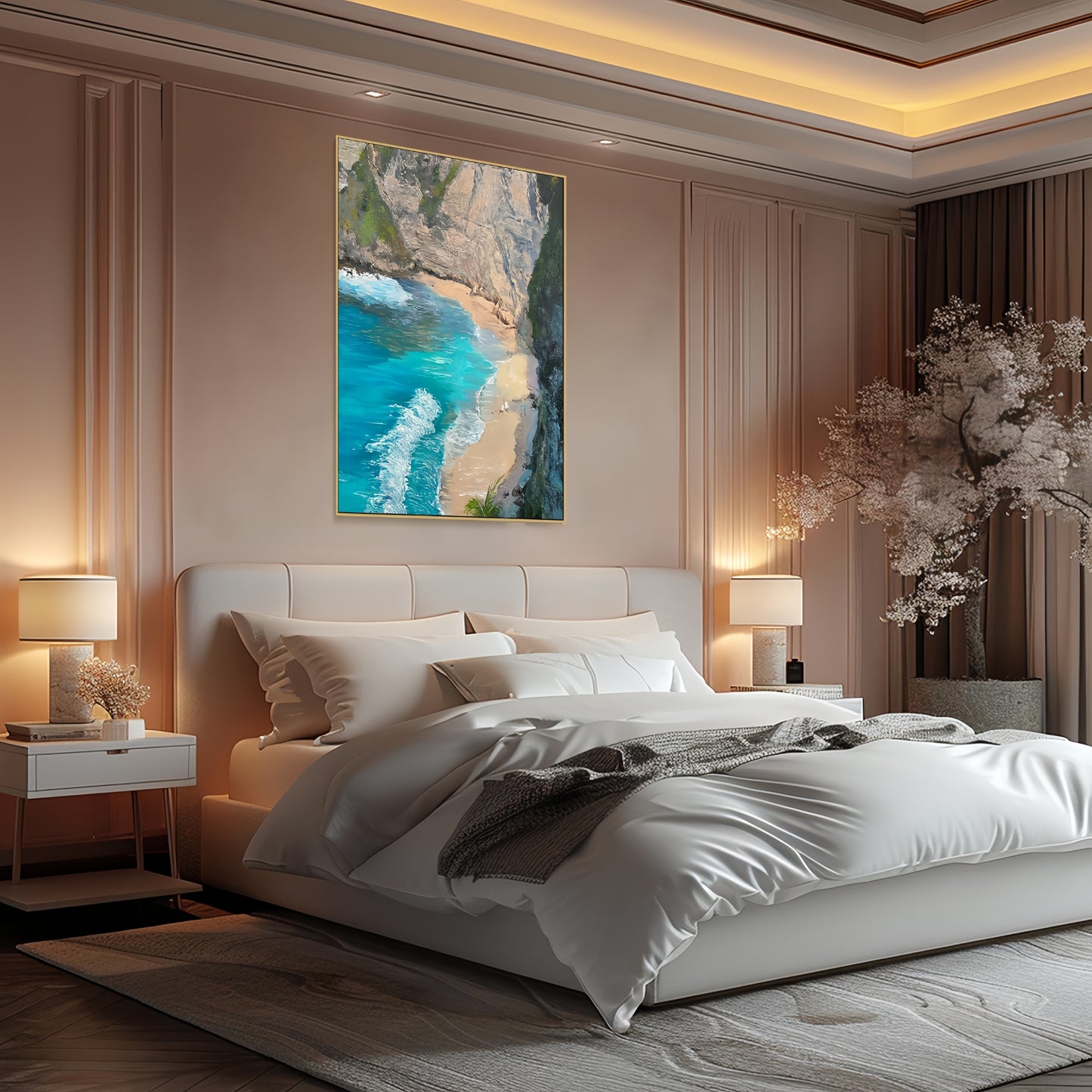 3D Tropical Beach Canvas | Coastal Ocean Art | Turquoise Sea Wall Decor
