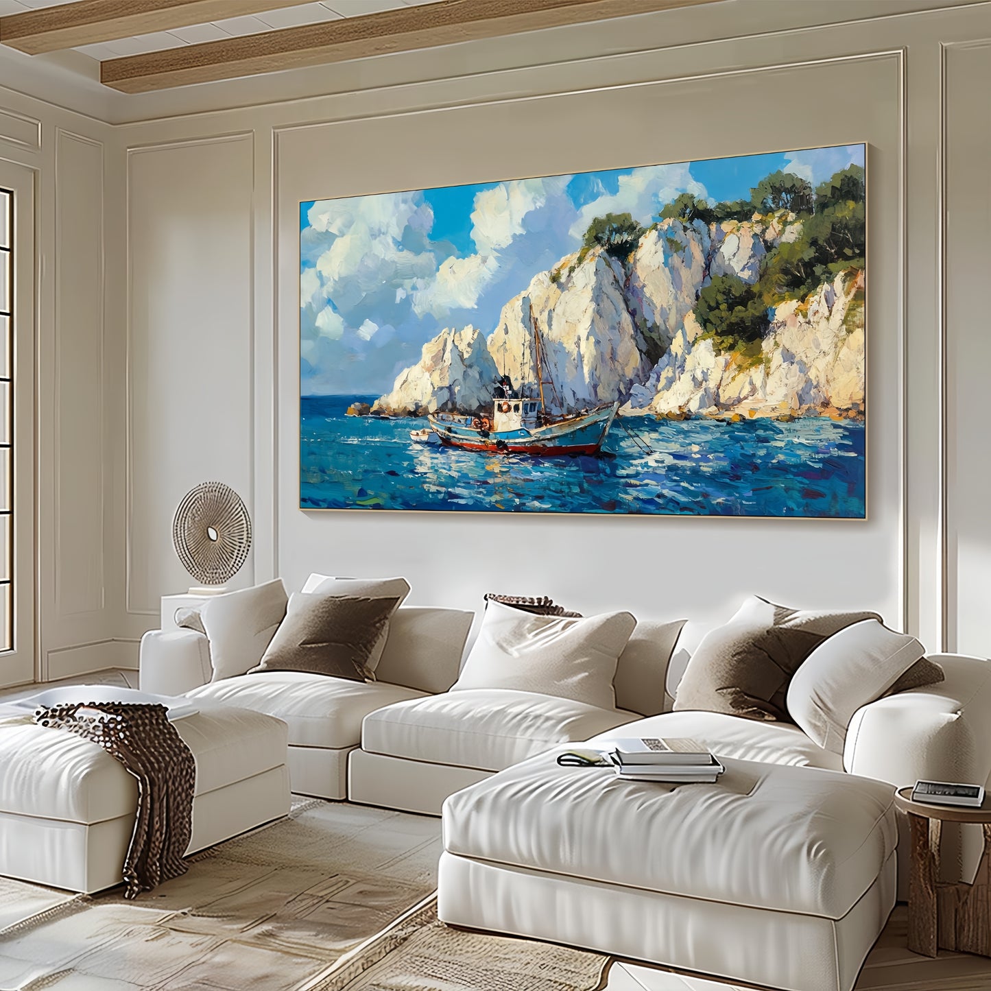 Fishing Boat Canvas Art | 3D Nautical Seascape | Coastal Wall Decor
