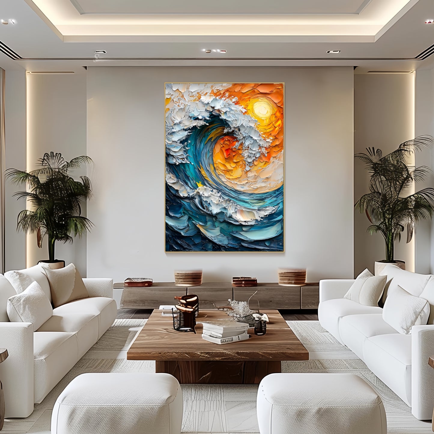 3D Ocean Wave Canvas | Abstract Surf Art | Vibrant Sunset Wall Decor