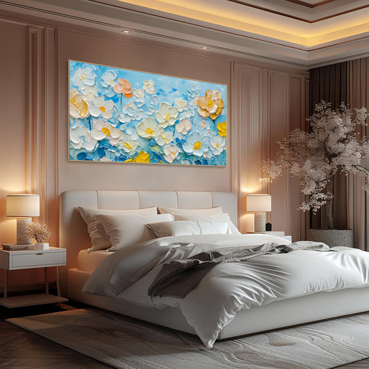 3D Floral Canvas | Pastel Blossom Art | Modern Wall Decor