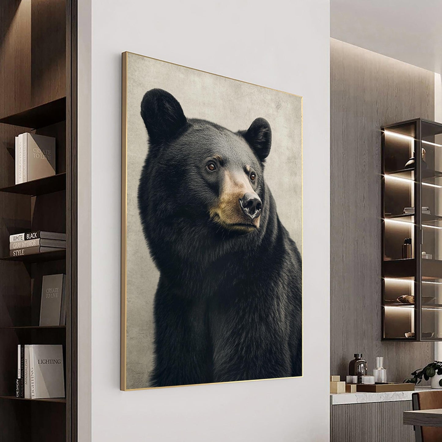 Original Black Bear Painting | Modern Wildlife Wall Art | Hand-Painted Canvas