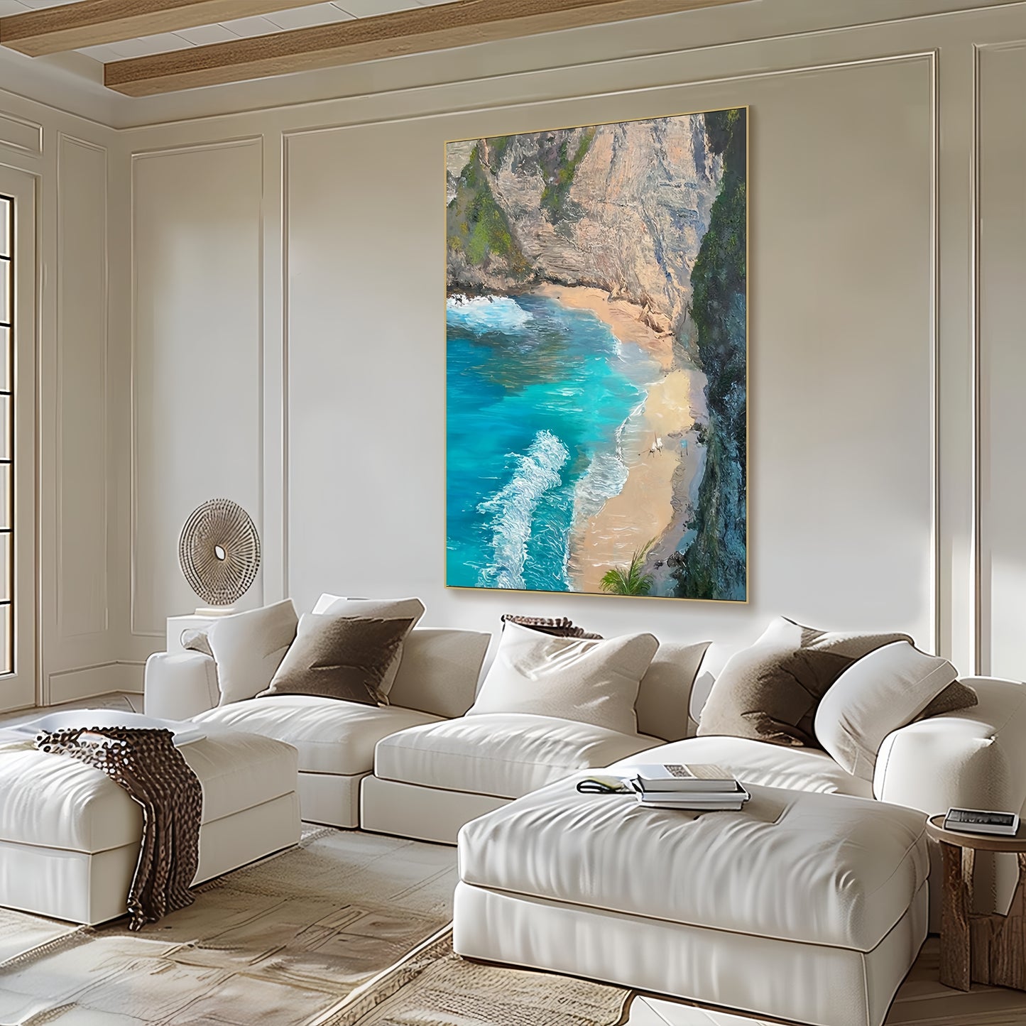 3D Tropical Beach Canvas | Coastal Ocean Art | Turquoise Sea Wall Decor