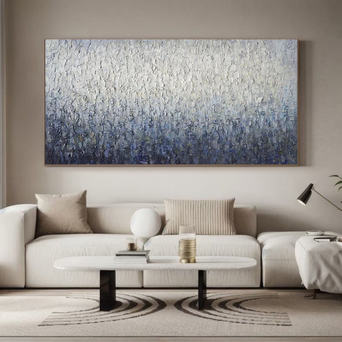 Abstract Blue Textured Art Serene Grey Canvas for Contemporary Homes
