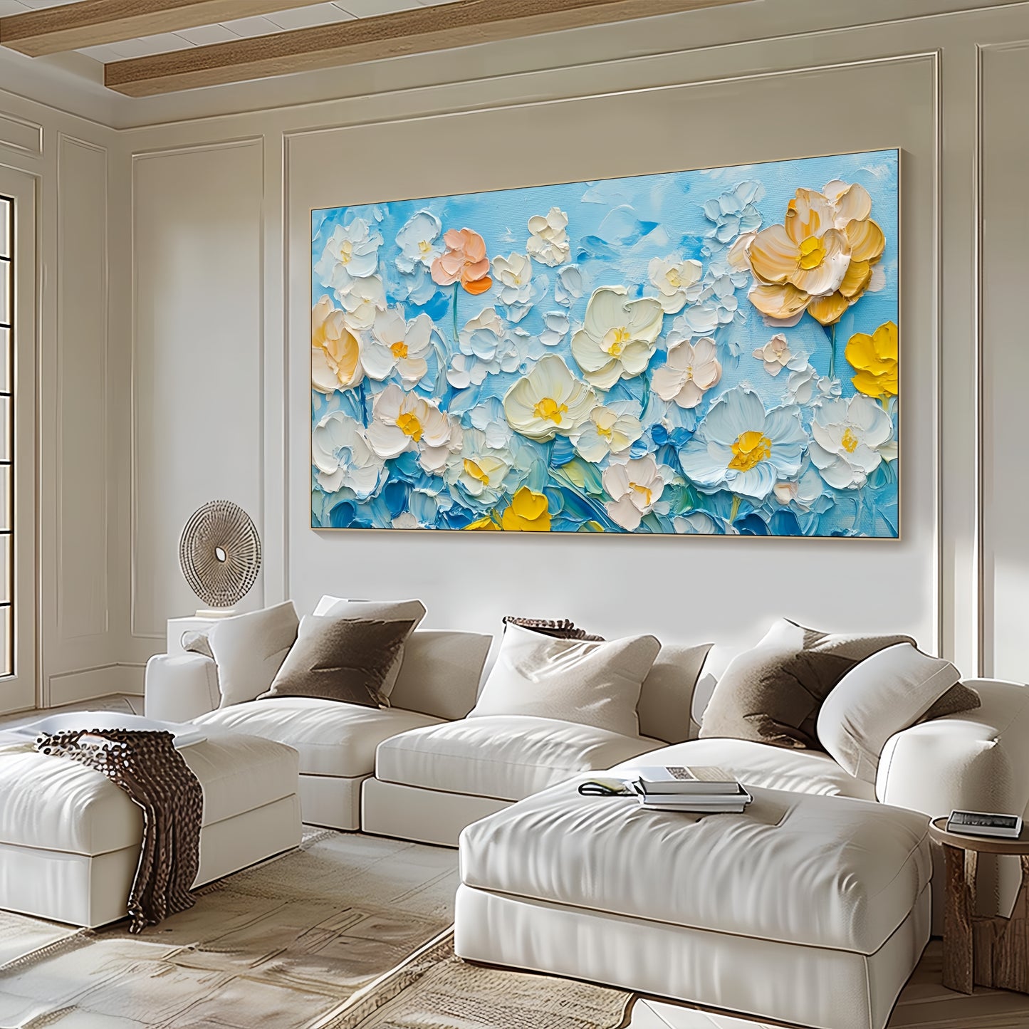 3D Floral Canvas | Pastel Blossom Art | Modern Wall Decor
