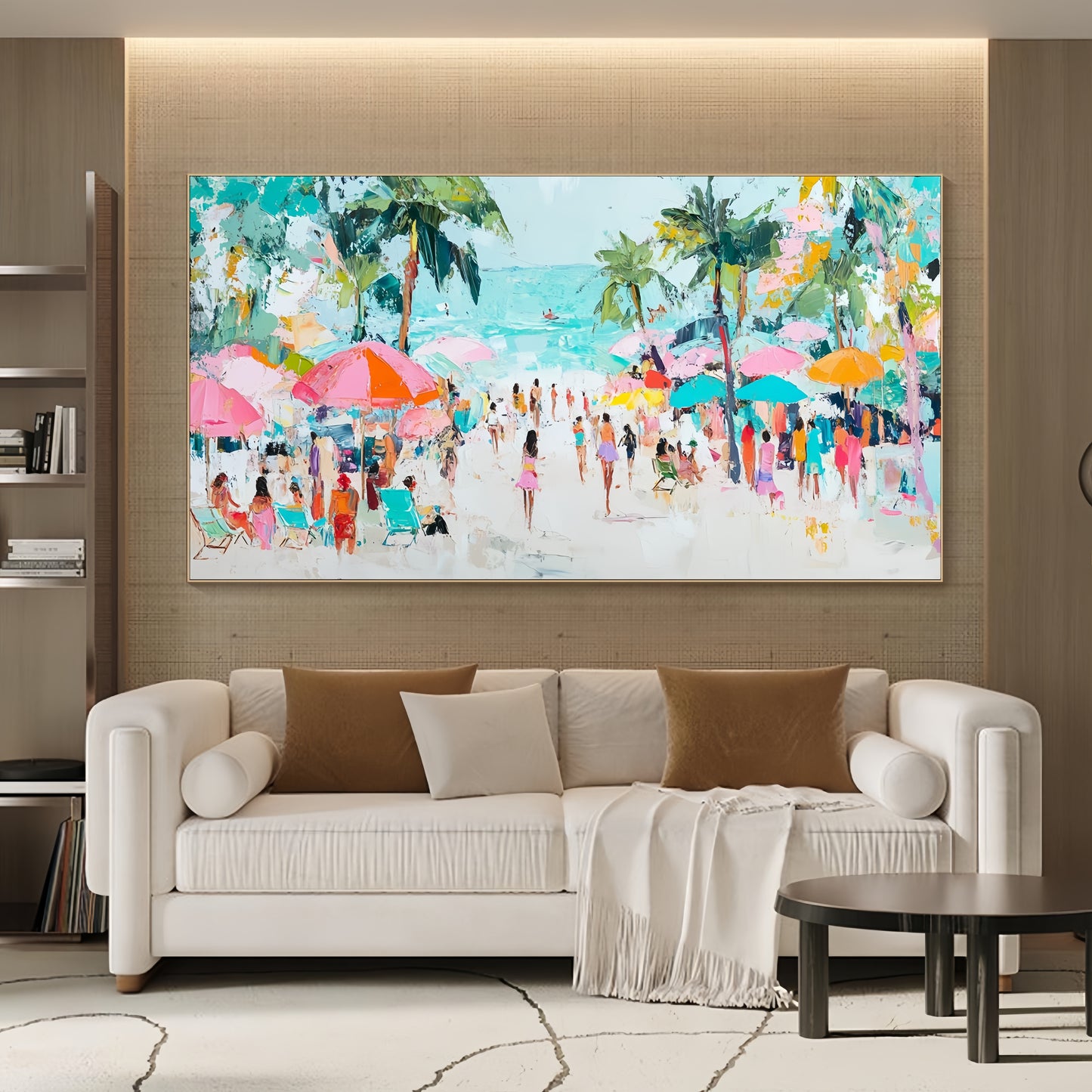 3D Colorful Beach Art | Tropical Seaside Canvas | Vacation Wall Decor