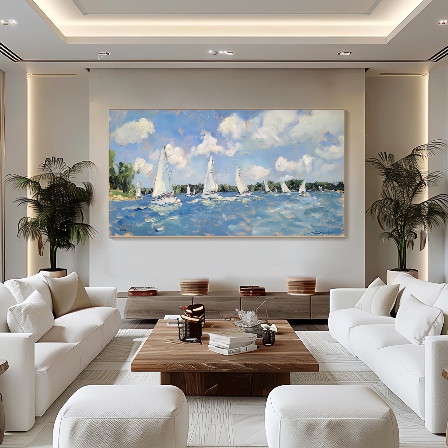Sailboat Canvas Art | Nautical Seascape Decor | Ocean Textured Wall Art