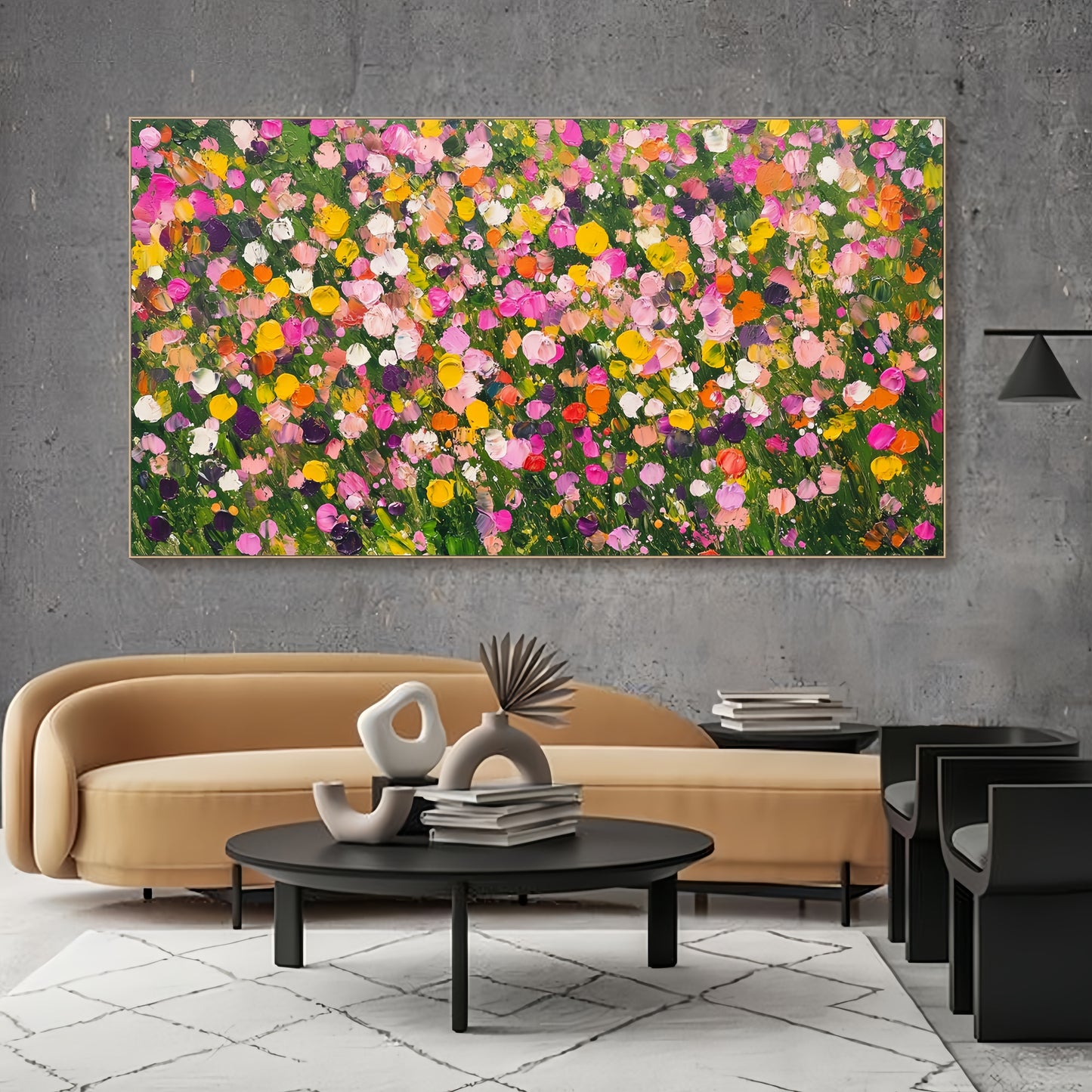 3D Floral Field Canvas | Textured Spring Art | Nature Wall Decor