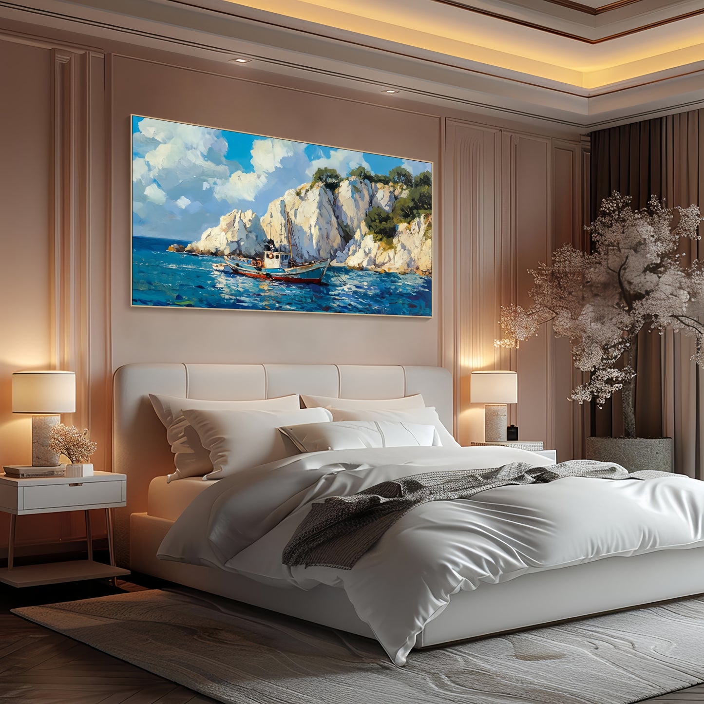 Fishing Boat Canvas Art | 3D Nautical Seascape | Coastal Wall Decor