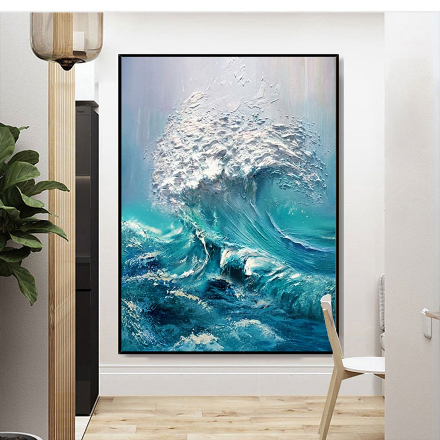 Hand-painted 3D oil painting abstract waves sea