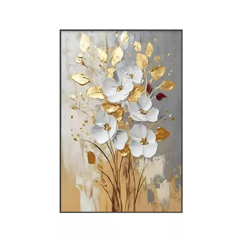 Gold foil floral porch painting hand-painted oil painting