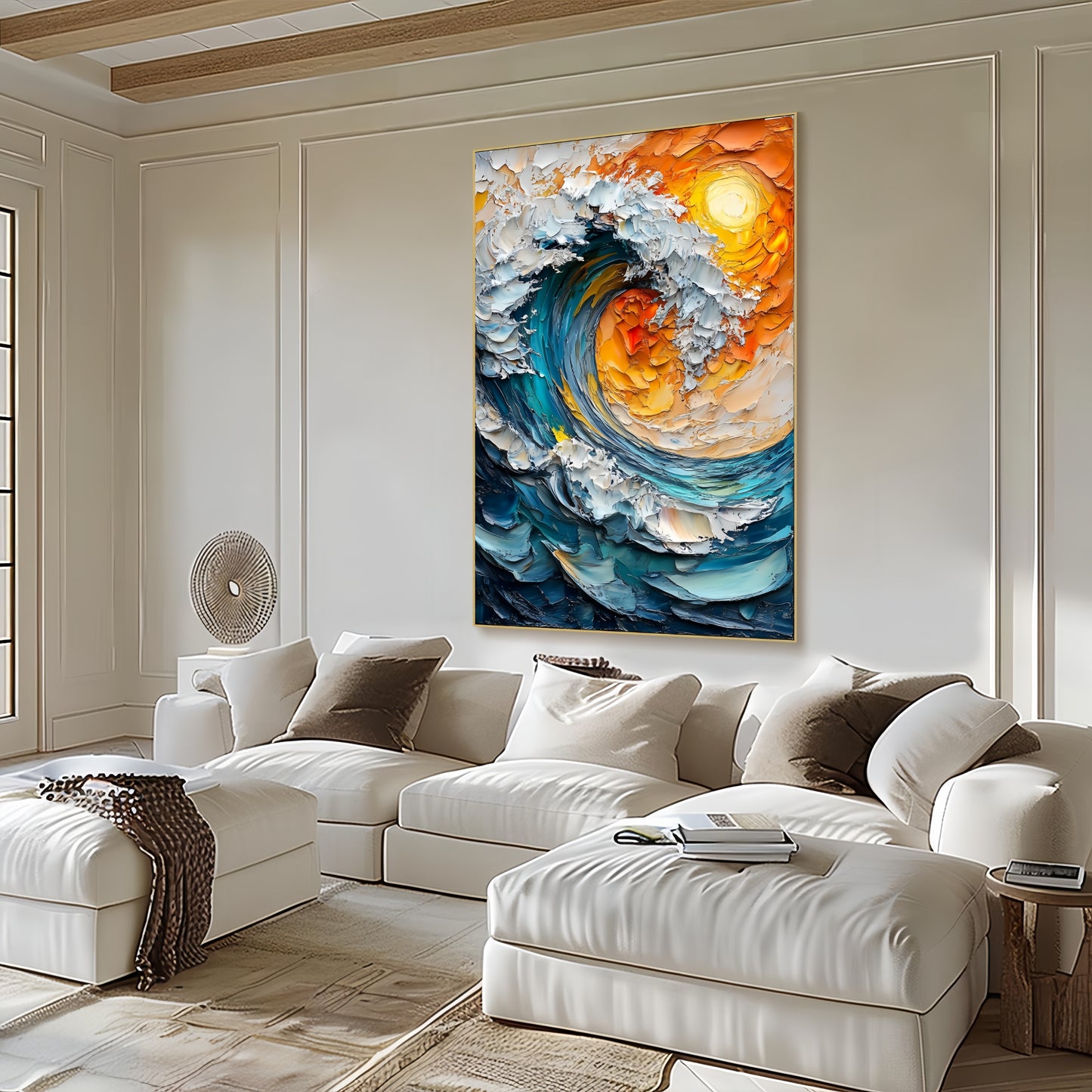 3D Ocean Wave Canvas | Abstract Surf Art | Vibrant Sunset Wall Decor