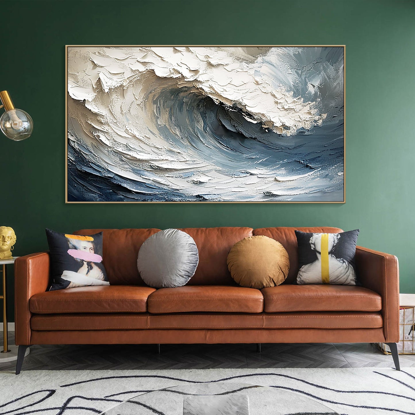 3D Blue Ocean Art | Minimalist Sea Wave Canvas | Wabi-Sabi Wall Decor