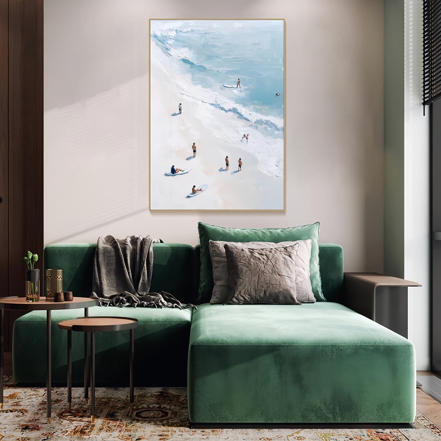3D Coastal Beach Canvas | Surfing Ocean Art | Modern Seascape Wall Decor