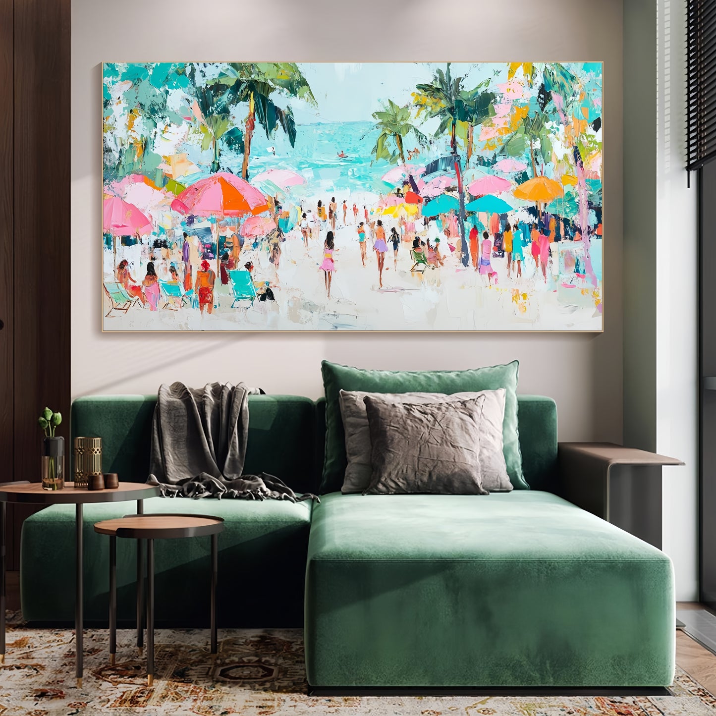 3D Colorful Beach Art | Tropical Seaside Canvas | Vacation Wall Decor