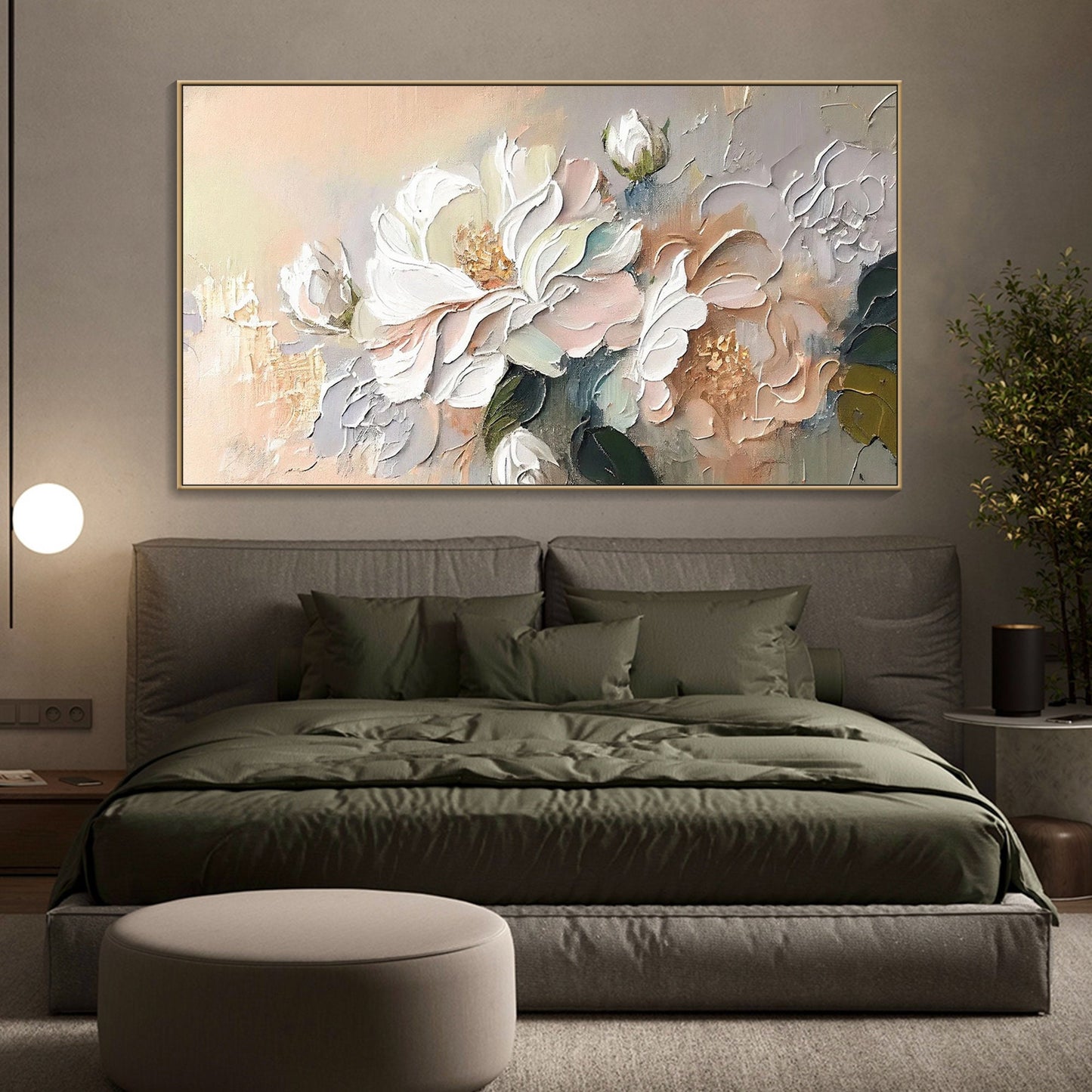 Original 3D Floral Canvas | Soft Abstract Flower Art | Spring Textured Wall Decor