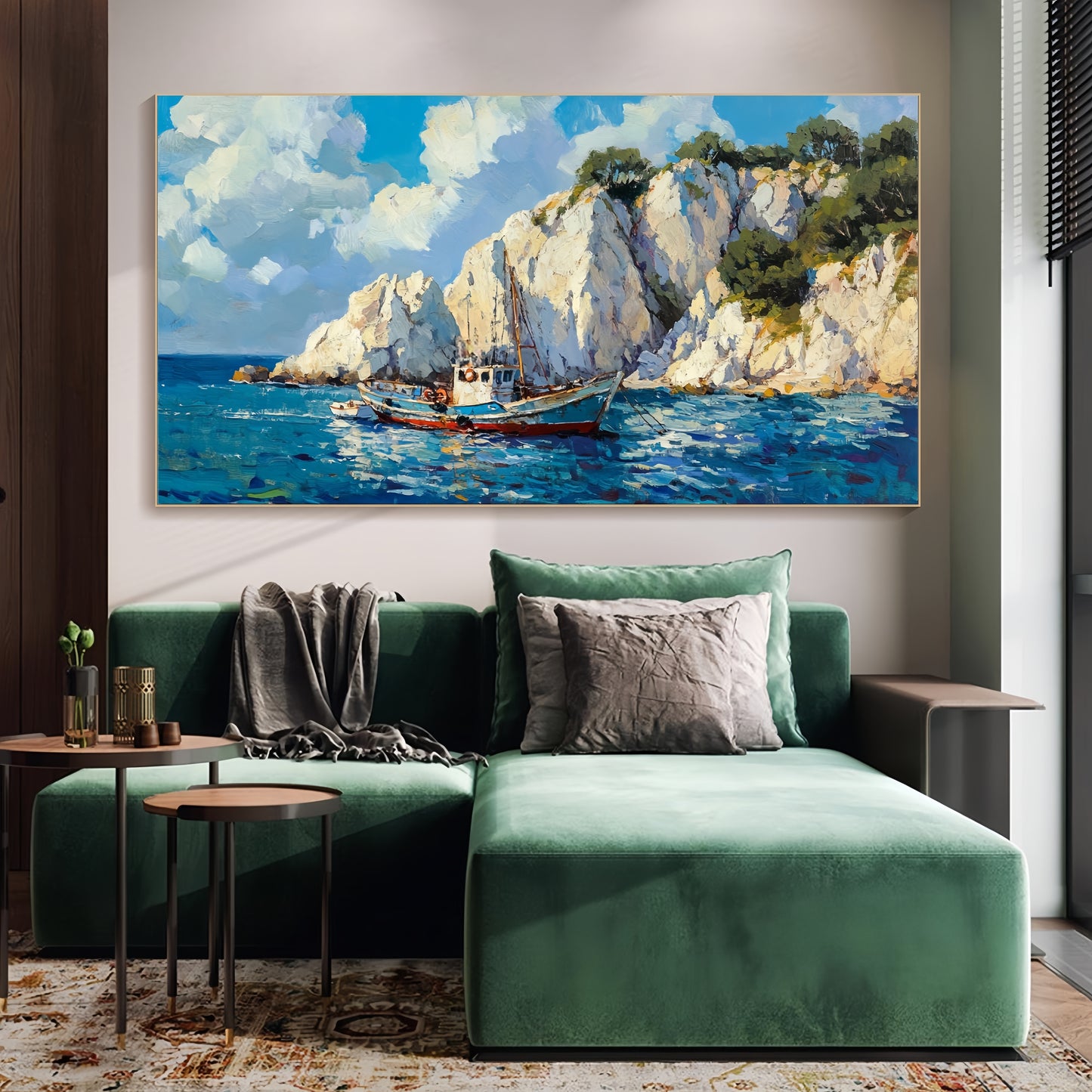 Fishing Boat Canvas Art | 3D Nautical Seascape | Coastal Wall Decor