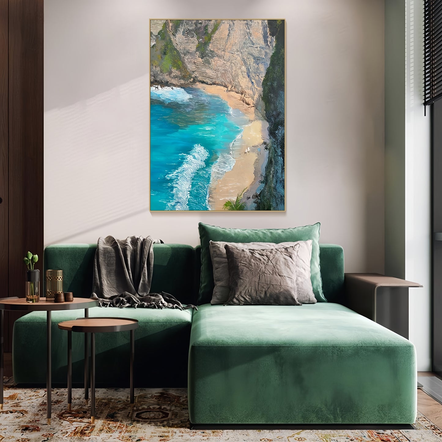 3D Tropical Beach Canvas | Coastal Ocean Art | Turquoise Sea Wall Decor