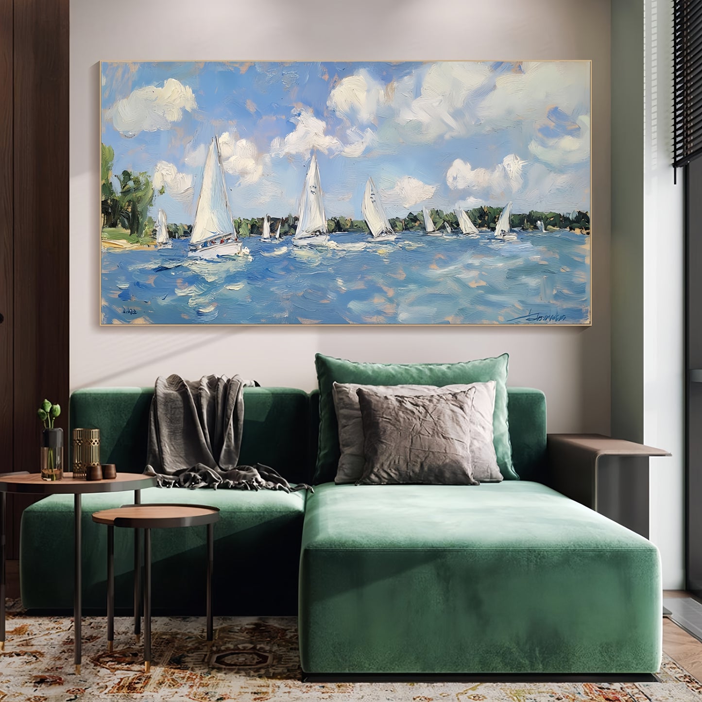 Sailboat Canvas Art | Nautical Seascape Decor | Ocean Textured Wall Art