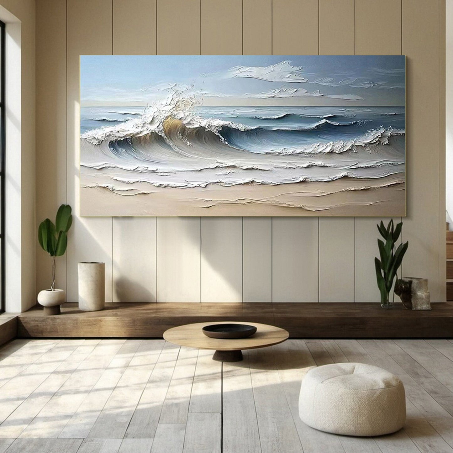 Luxurious Textured Abstract Canvas Art – Large Ocean Waves