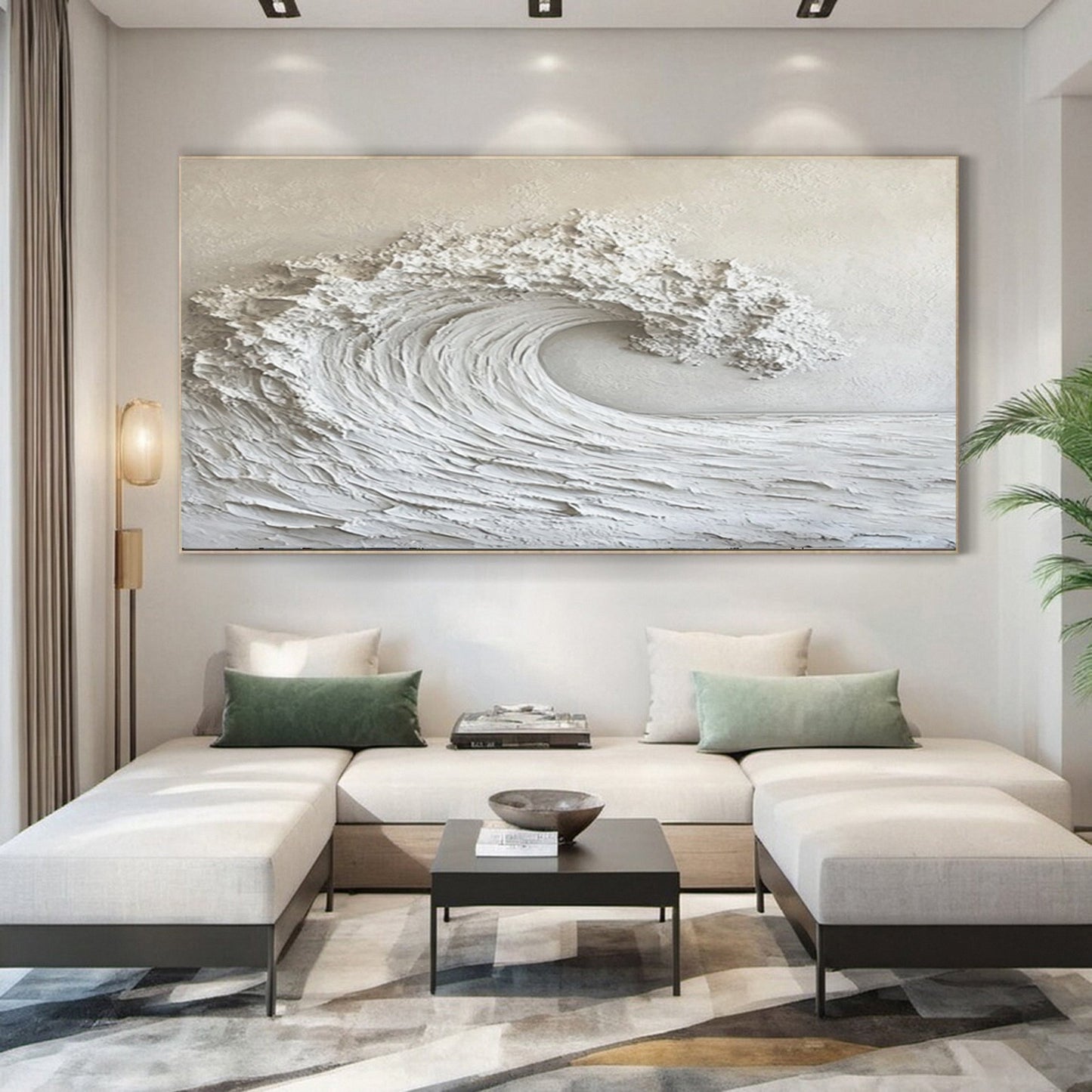 White Ocean Majesty – Large Textured Wave Wall Art
