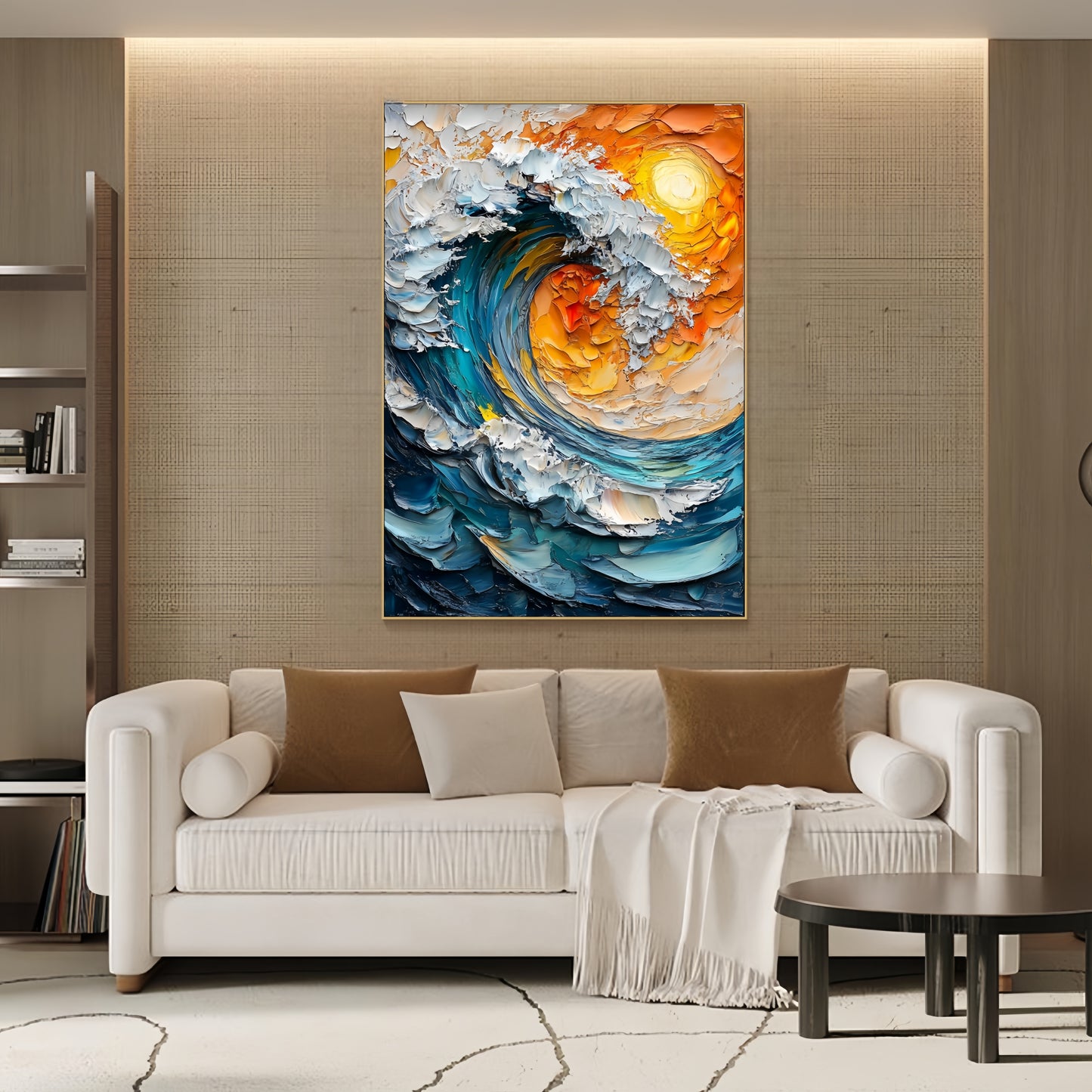 3D Ocean Wave Canvas | Abstract Surf Art | Vibrant Sunset Wall Decor