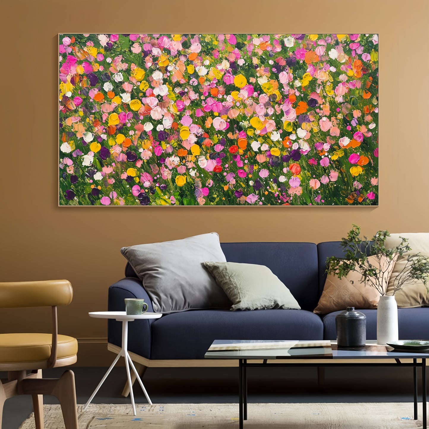 3D Floral Field Canvas | Textured Spring Art | Nature Wall Decor