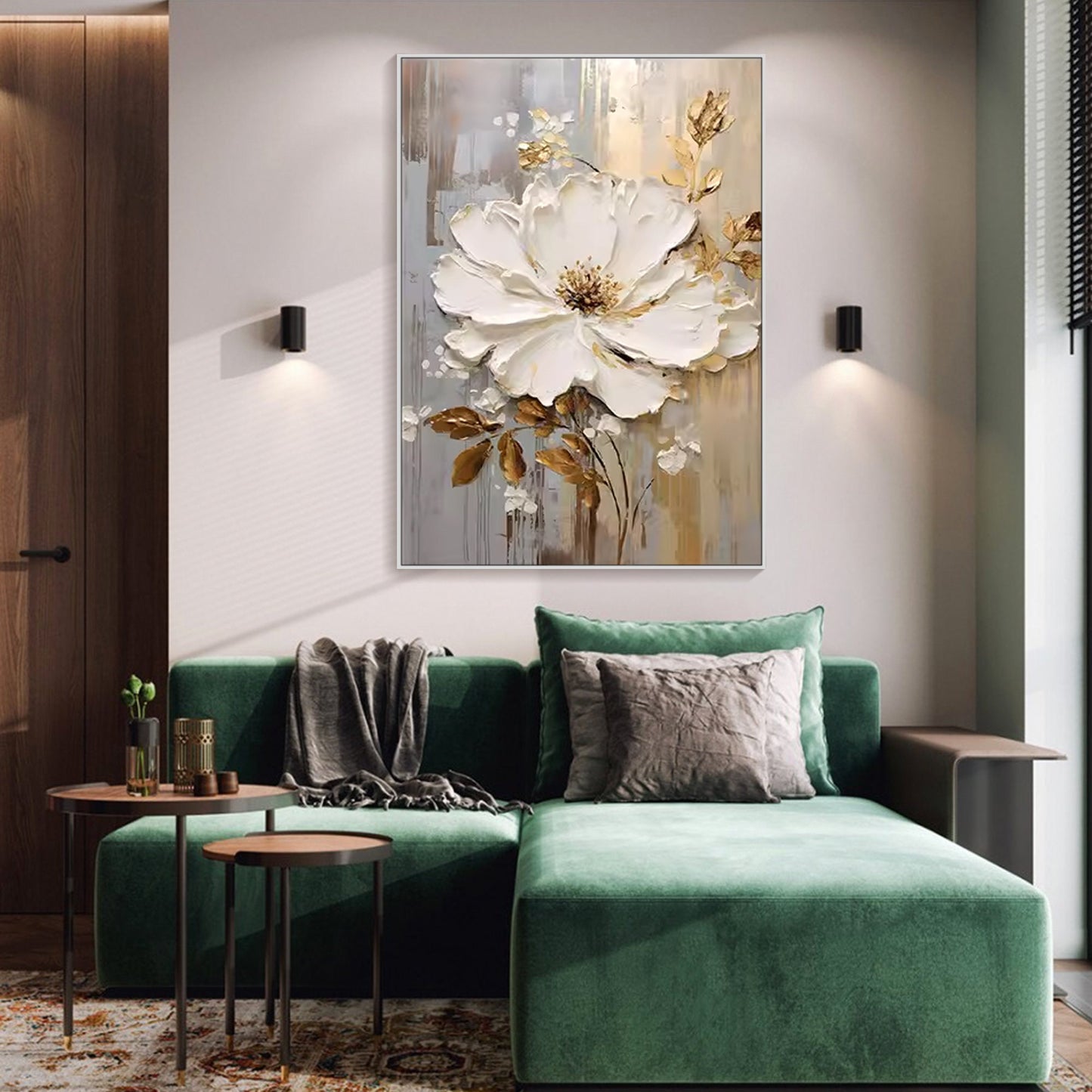 Original White Flower Art | Textured Minimalist Canvas | Elegant Modern Wall Decor