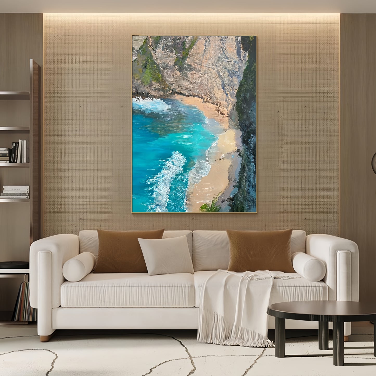 3D Tropical Beach Canvas | Coastal Ocean Art | Turquoise Sea Wall Decor