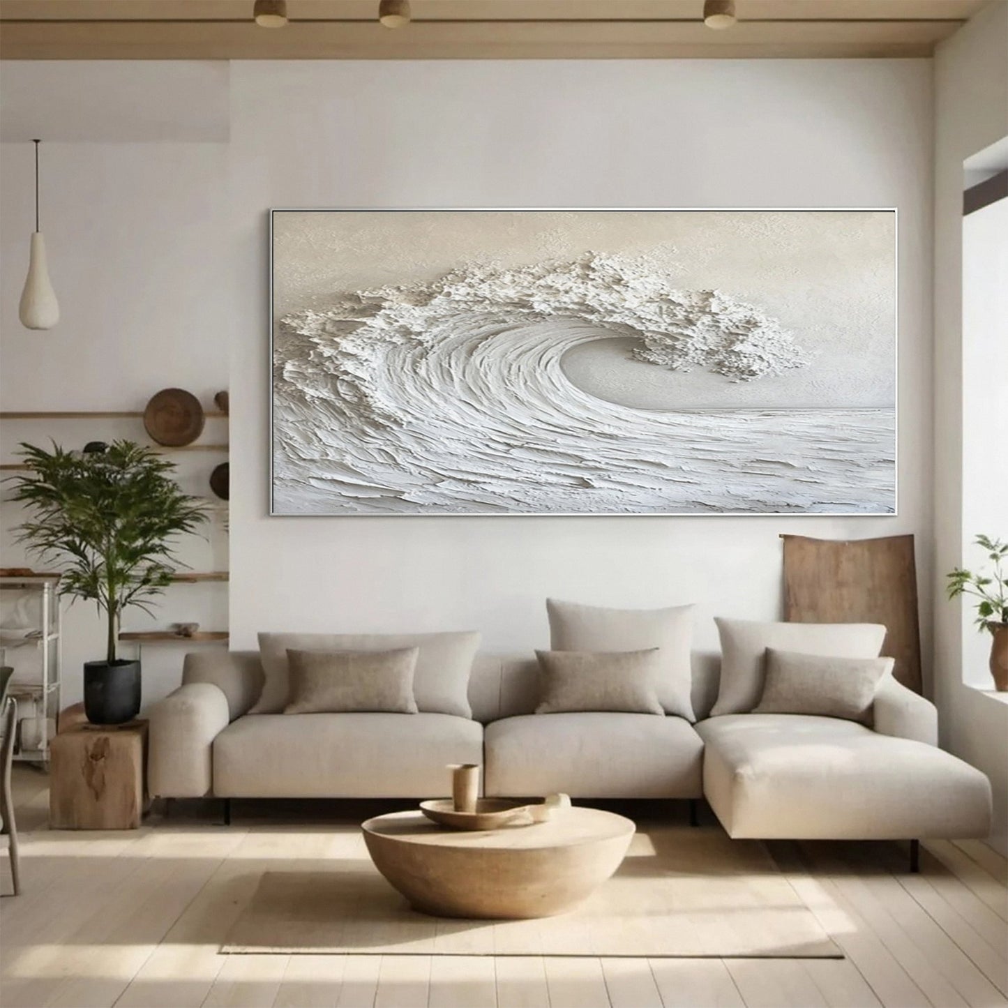 White Ocean Majesty – Large Textured Wave Wall Art
