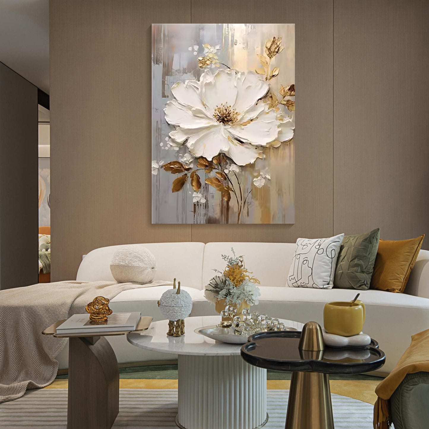 Original White Flower Art | Textured Minimalist Canvas | Elegant Modern Wall Decor