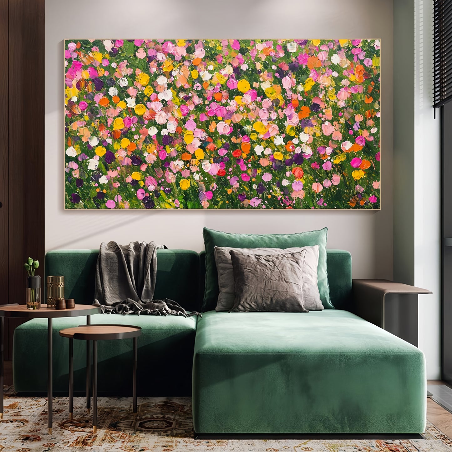 3D Floral Field Canvas | Textured Spring Art | Nature Wall Decor