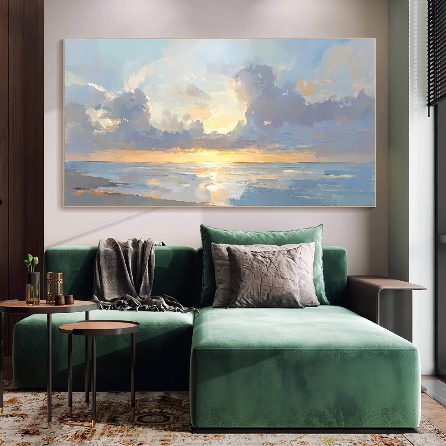 3D Sunset Ocean Art | Seascape Oil Painting | Coastal Sunrise Wall Decor