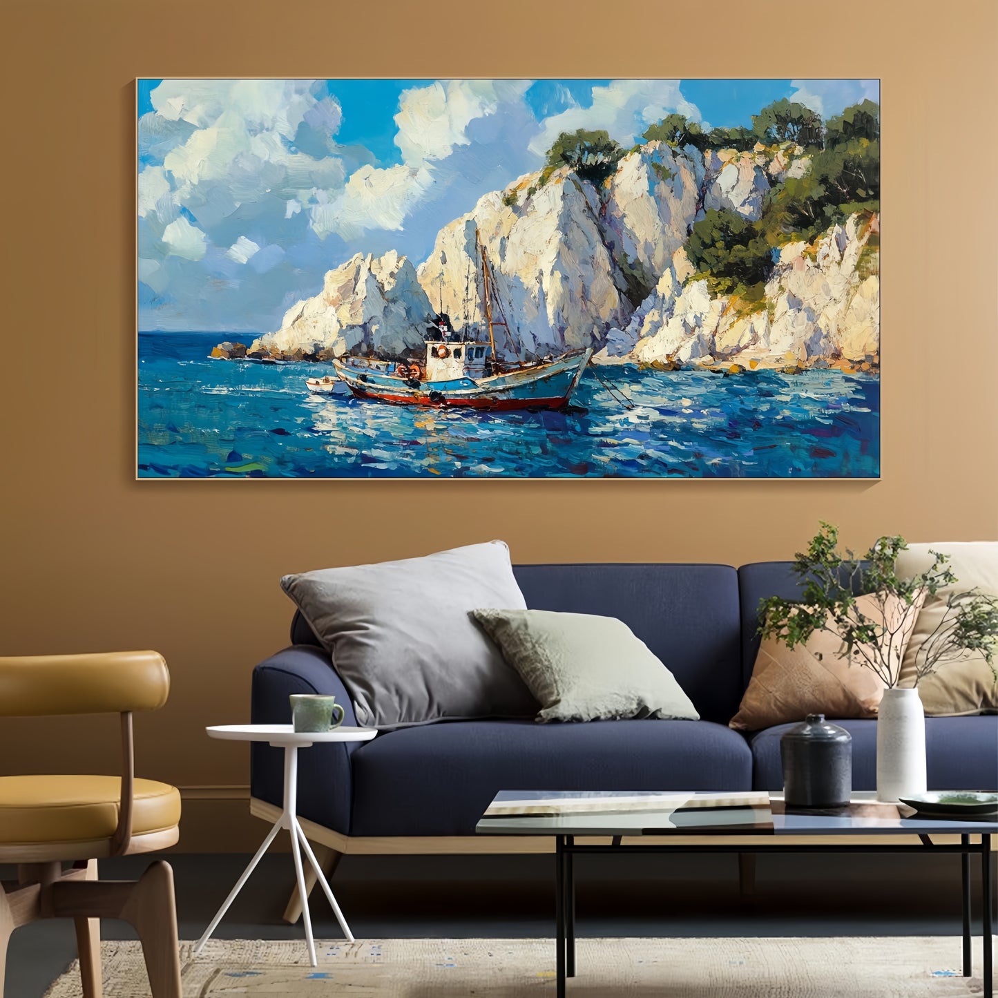 Fishing Boat Canvas Art | 3D Nautical Seascape | Coastal Wall Decor